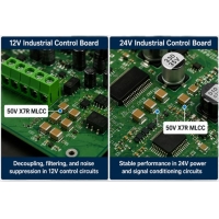 Guia de seleção 50V X7R MLCC para placas de controle industrial 12V/24V